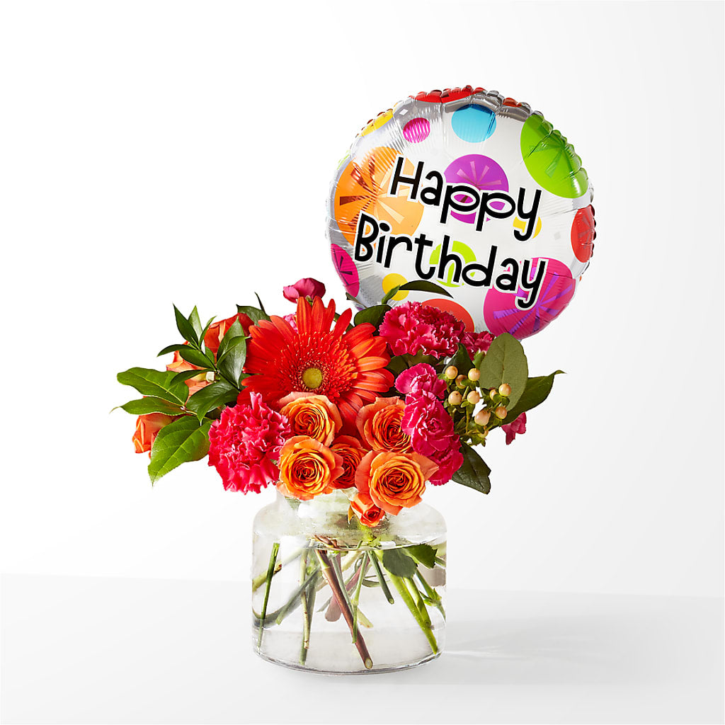 Fiesta Bouquet with Birthday Balloon – Flowersdirect.net, Tontitown AR
