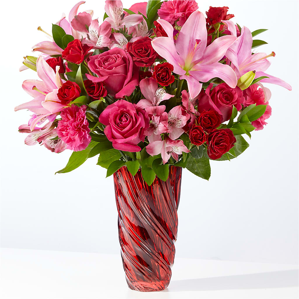 In Love Bouquet with Luxe Swirl Vase – Flowersdirect.net, Tontitown AR