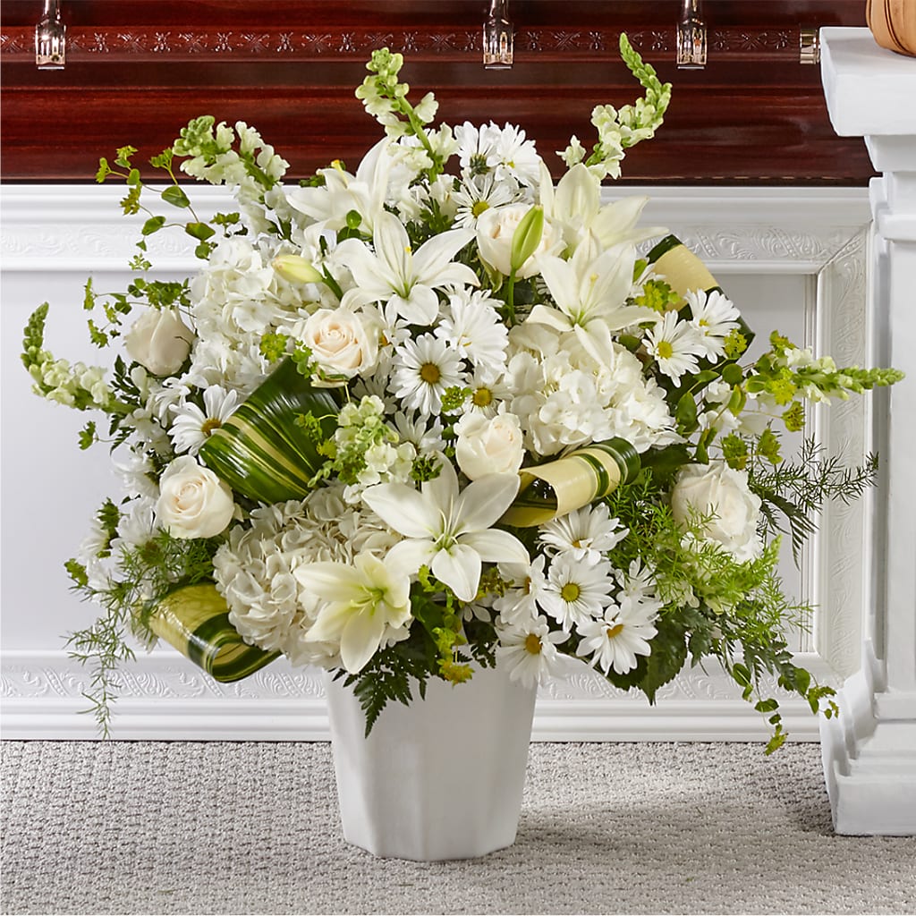 Thoughts of Tranquility Floor Basket – Flowersdirect.net, Tontitown AR