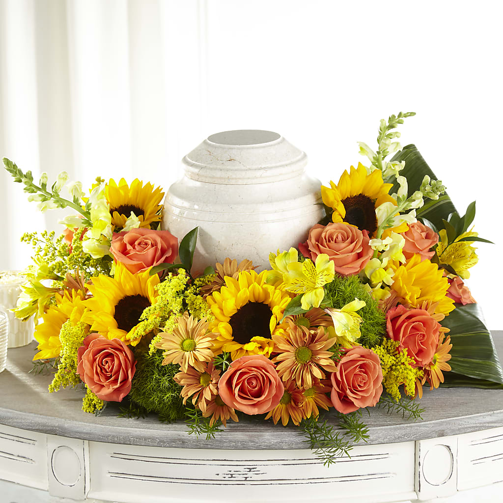 Faithful Sunflower Cremation Adornment – Flowersdirect.net, Tontitown AR