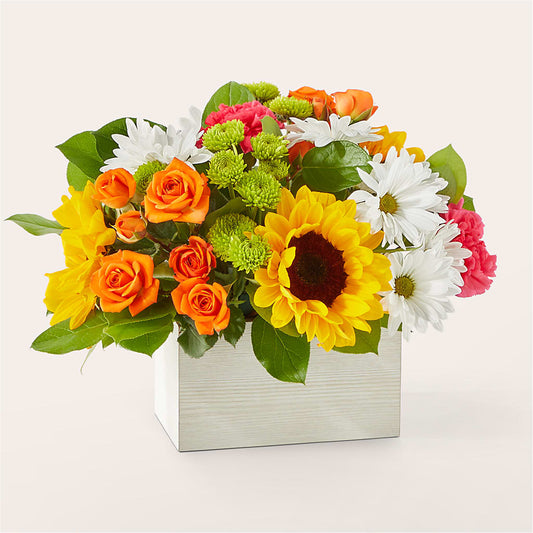 Sun-drenched Blooms Box Bouquet –  Flowersdirect.net, Tontitown AR