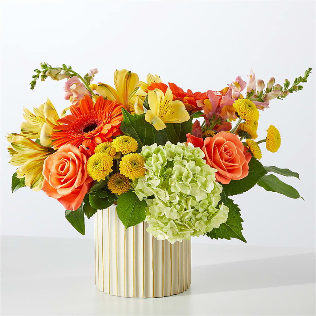 Autumn Sunshine Bouquet with Ivory Vase –  Flowersdirect.net, Tontitown AR