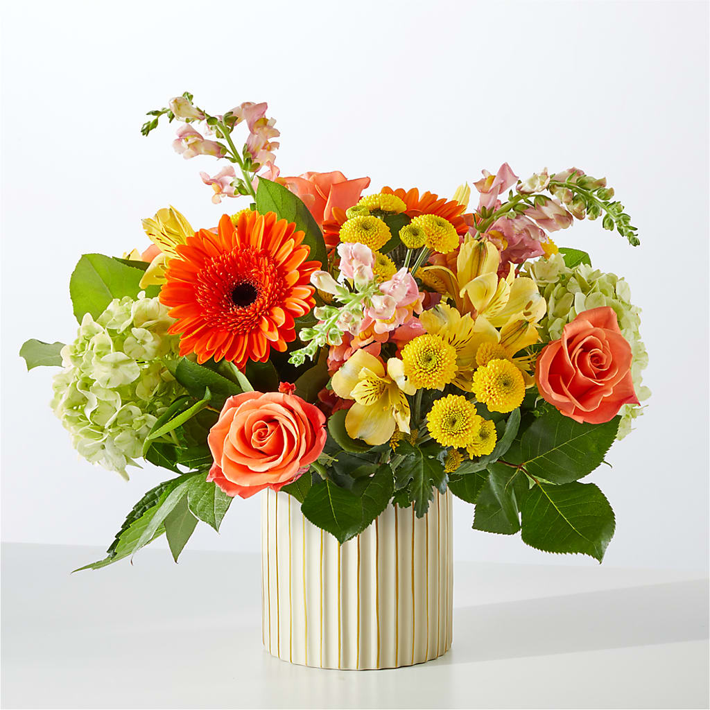 Autumn Sunshine Bouquet with Ivory Vase –  Flowersdirect.net, Tontitown AR
