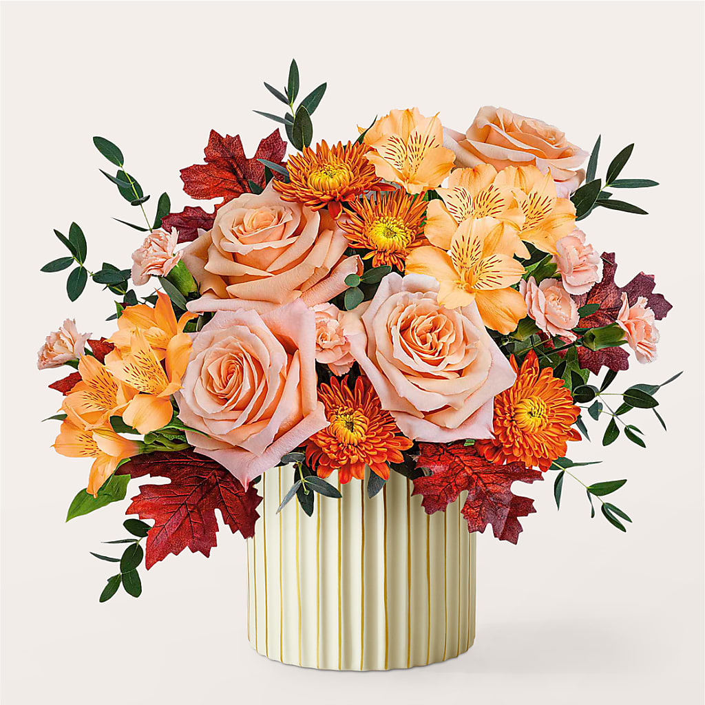 Spiced Latte Bouquet with Ivory Vase –  Flowersdirect.net, Tontitown AR